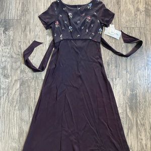 Vintage Style Dress with Embroidered Flowers 7/8